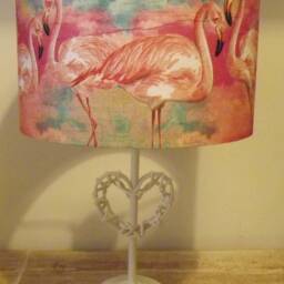 Flamingo Lampshade, Pink & Blue Shabby Chic, Tropical, Fatta Da Mamma Free Gift - thumbnail 4