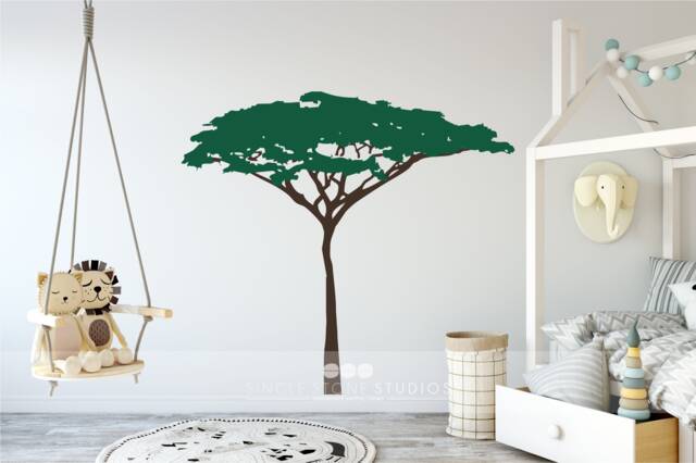 Nursery Acacia Jungle Safari Tree Wall Decal - Mural Theme Custom Home Decor - image 1