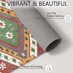 Traditional Multicolour Kilim Diamond Medallion Rug Non-Slip Soft Area Carpet Bedroom Living Room Hallway Mat Decor - Made in UK - thumbnail 4