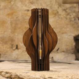 Walnut Wood Vase Mid-Century Modern Sculpture, Dried Flower Centerpiece - thumbnail 1