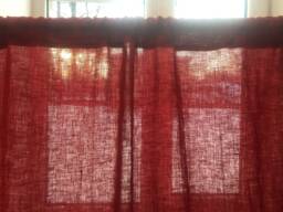 Red Linen Curtain Panel Natural Stone Washed Drapes