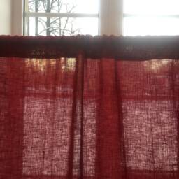 Red Linen Curtain Panel Natural Stone Washed Drapes - thumbnail 3