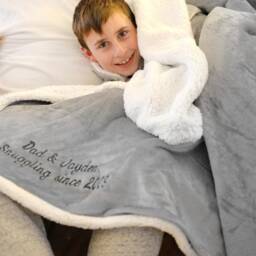 Personalised Grey & White Super Soft Blanket - thumbnail 3