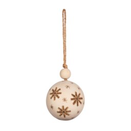 Wooden Snowflake Christmas Tree Bauble Decoration - 2 Designs - Festive Ornament Traditional Colourful Pretty Nordic Rustic Cosy Winter Gift - thumbnail 2