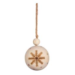 Wooden Snowflake Christmas Tree Bauble Decoration - 2 Designs - Festive Ornament Traditional Colourful Pretty Nordic Rustic Cosy Winter Gift - thumbnail 1