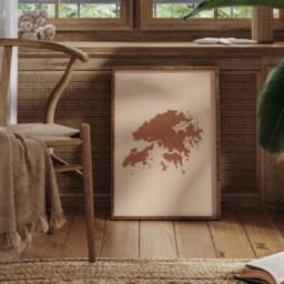 Hong Kong Map Boho Wall Art Print Mid Century Travel Poster - thumbnail 1