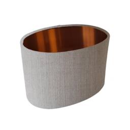 Feather Grey Oval Lampshade in Linen With Copper Lining - thumbnail 1