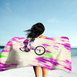 Mountain Bike Art Beach Towel Cyclist Gift, Mtb Gift - thumbnail 2