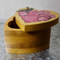Blackbird Heart Handpainted Recycled One Of A Kind Wooden Box - thumbnail 3
