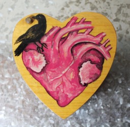 Blackbird Heart Handpainted Recycled One Of A Kind Wooden Box - thumbnail 1