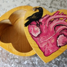 Blackbird Heart Handpainted Recycled One Of A Kind Wooden Box - thumbnail 2