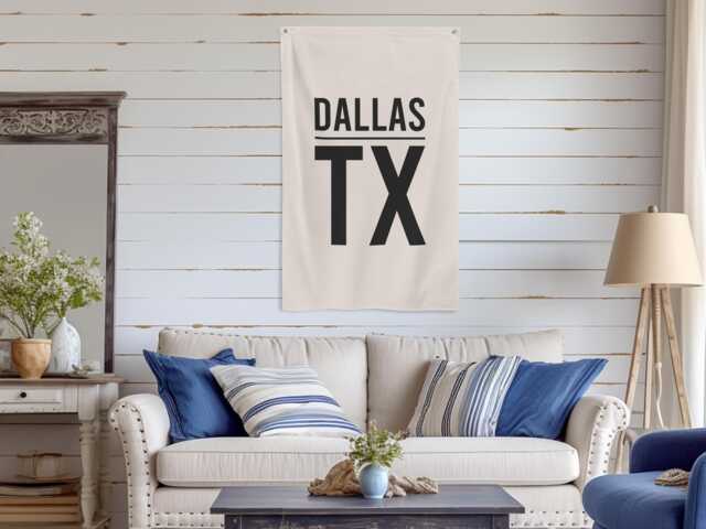 Dallas Texas Banner Sign, State Man Cave Bar & Grill Basement Western Wall Art, Typography Print - image 1