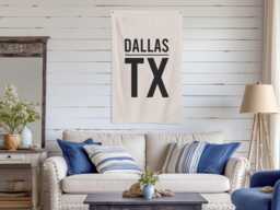 Dallas Texas Banner Sign, State Man Cave Bar & Grill Basement Western Wall Art, Typography Print - thumbnail 1