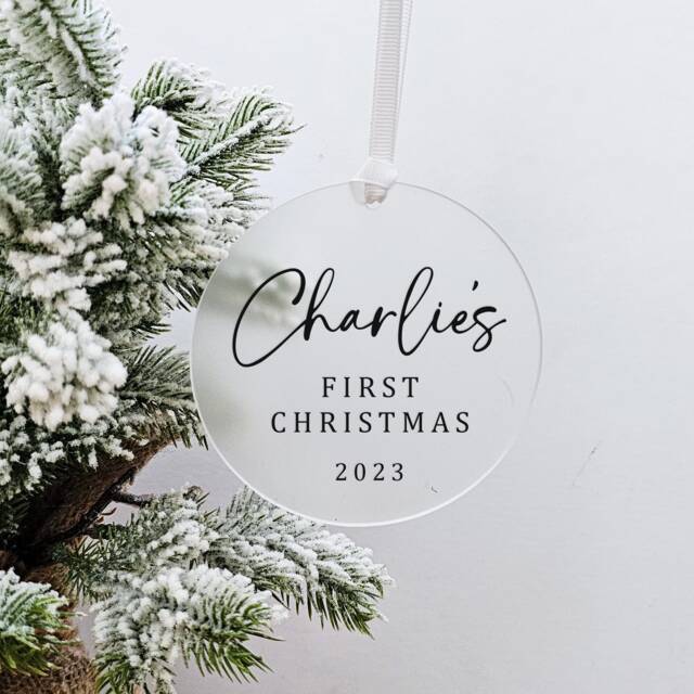 Personalised Baby's First Christmas Ornament - Acrylic Keepsake Bauble - image 1