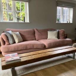 Handmade Reclaimed Wood Coffee Table Rustic Railway Sleeper With Steel Legs - thumbnail 2