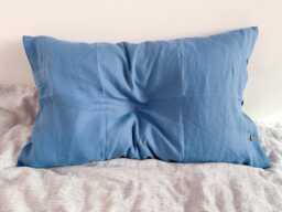 Mediterranean Blue Stone Washed Linen Pillowcase - Coconut Button Closure Standard, Queen, King, Body Pillow Sizes