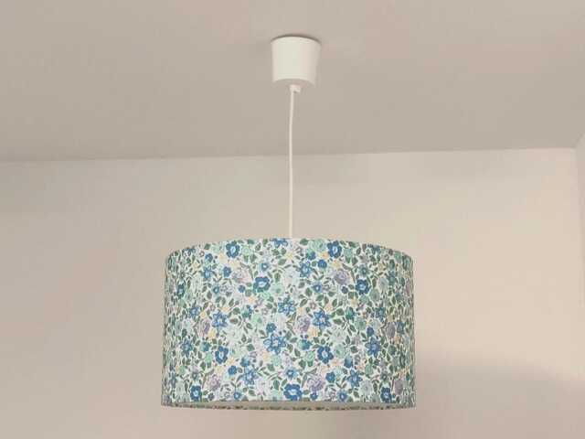 Liberty Print Pendant Lampshade - Small Blue Flowers Decorative Gift Idea For Birthdays & Christmas Romantic Decoration - image 1