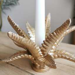Gold Fern Leaf Candle Holder, Stick Decor, Ornaments, Living Room Decor - thumbnail 4