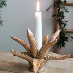 Gold Fern Leaf Candle Holder, Stick Decor, Ornaments, Living Room Decor - thumbnail 3