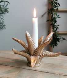 Gold Fern Leaf Candle Holder, Stick Decor, Ornaments, Living Room Decor - thumbnail 1