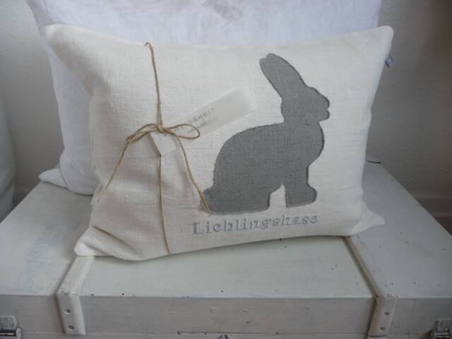 Pillowcase With Rabbit Appliqu?? in Vintage Look & Embroidery...favorite Rabbit - image 1