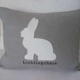 Pillowcase With Rabbit Appliqu?? in Vintage Look & Embroidery...favorite Rabbit - thumbnail 4