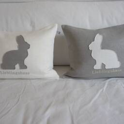 Pillowcase With Rabbit Appliqu?? in Vintage Look & Embroidery...favorite Rabbit - thumbnail 3