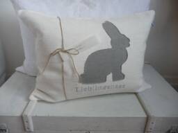 Pillowcase With Rabbit Appliqu?? in Vintage Look & Embroidery...favorite Rabbit - thumbnail 1