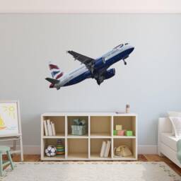 Airplane Decal - Peel & Stick Wall Aircraft Kids Mural Aviation Home Decor Reusable Fabric Material Vwaq-Pas4 - thumbnail 1