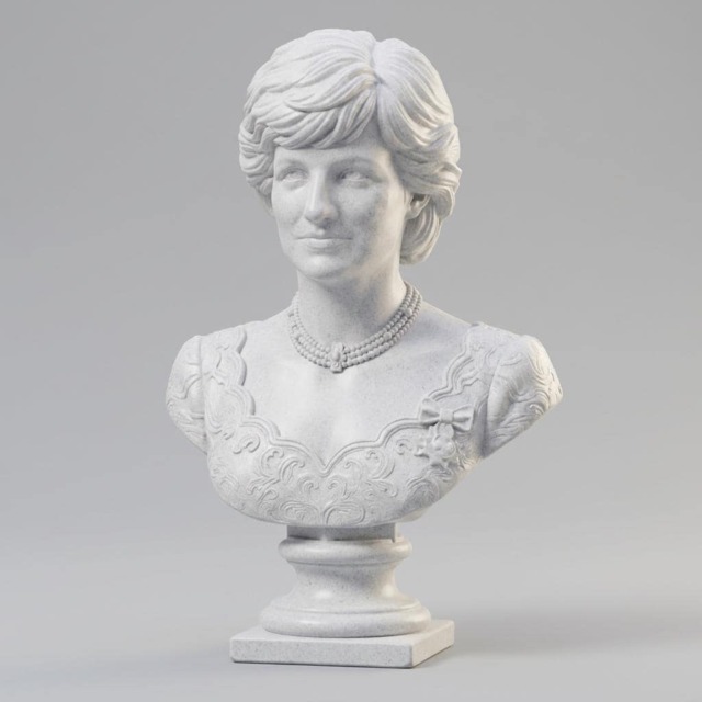 Princess Diana Bust - 20cm White Stone Effect Sculpture Of The People's - image 1