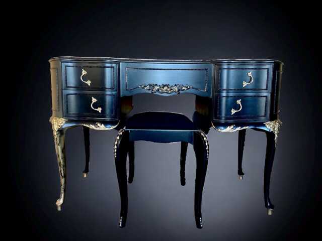 Ornate French Style Vanity Vintage Louis Dressing Table - image 1