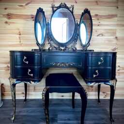 Ornate French Style Vanity Vintage Louis Dressing Table - thumbnail 2