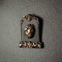 Mini Anatomical Heart in Tombstone/Gothic Wall Decor Dark Academia Gap Filler Handmade Goth Home Macabre Valentine's Oddity - thumbnail 3