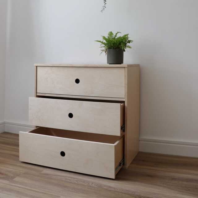 L??da 3 Drawer Chest Of Drawers - Birch Plywood Furniture Bedroom - image 1