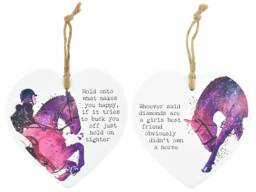Horse Ceramic Heart Plaque Equestrian Watercolour Effect Illustration Rding Gifts Jockey Presents Funny Humour - Sold Separately - thumbnail 1