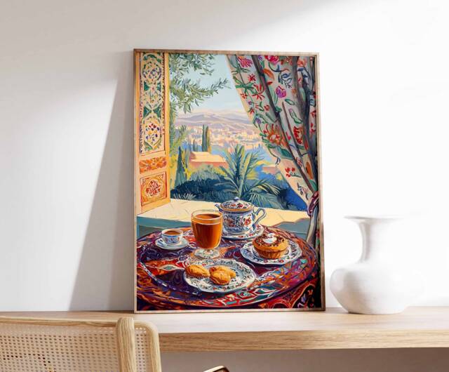 Islamic Food Poster, Coffee Arabic Decor, Palestine Persian Kitchen Afghan Art, Gift - image 1