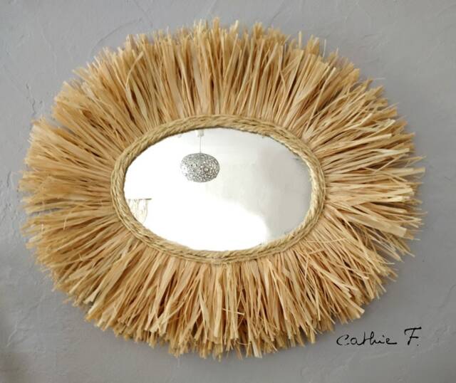 Raphia Oval Ethnic Mirror - image 1