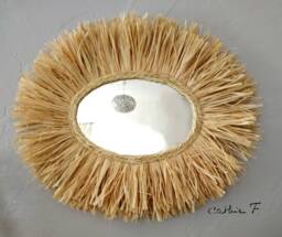 Raphia Oval Ethnic Mirror - thumbnail 1