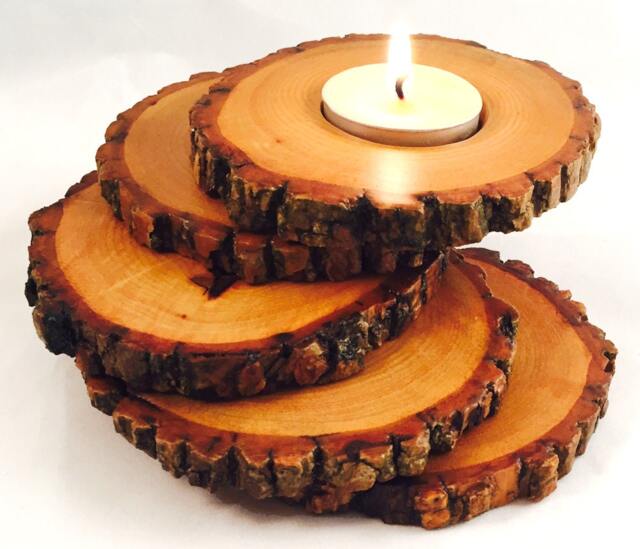 Spiral Tiered Tea Light Wood Candle Holder