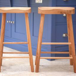 Classic Oak Stool/ Handmade To Any Height/ Solid Kitchen Island Bar Stool/2 Seat Sizes Available UK - thumbnail 4