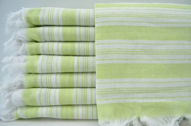 "Turkish Towel, Light Green Towel, Peshtemal Towel, Towels, Peshtemal Towel, Striped Towel, Bath Towel, 32""x65" - image 1