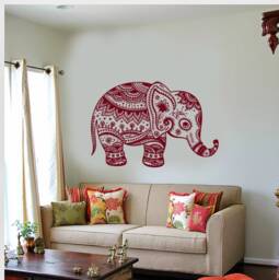 Wall Vinyl Decal Animals Elephant Ornament African India Giant Decor For The Center Of Living Room - #1058Dz - thumbnail 1