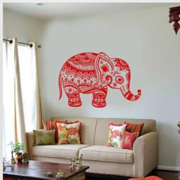 Wall Vinyl Decal Animals Elephant Ornament African India Giant Decor For The Center Of Living Room - #1058Dz - thumbnail 2