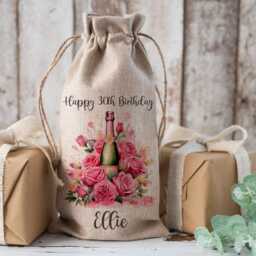 Personalised Bottle Bag, Birthday Girls Gift, Wine Bottle 18Th 21st 30Th 40Th 50Th 60Th Birthday, Friend - thumbnail 2