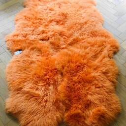 Orange Sheepskin Rug, Xxl Orange Furry Genuine Sheepskin, Interior Decor, Childs Room, Accessory, Hygge, Rug - thumbnail 2