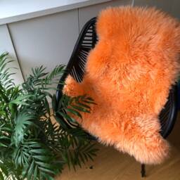 Orange Sheepskin Rug, Xxl Orange Furry Genuine Sheepskin, Interior Decor, Childs Room, Accessory, Hygge, Rug - thumbnail 3