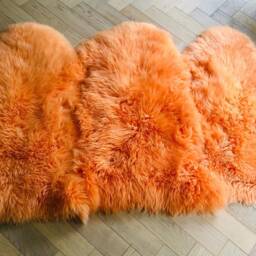 Orange Sheepskin Rug, Xxl Orange Furry Genuine Sheepskin, Interior Decor, Childs Room, Accessory, Hygge, Rug - thumbnail 4