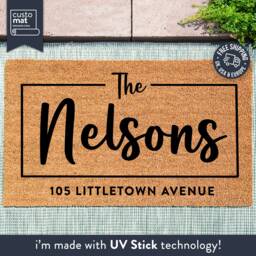 street Name Doormat With Family - Last Custom House New Home Gift Welcome Mat Housewarming - thumbnail 1