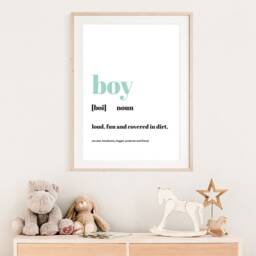 Boy Definition Print, Boys Nursery Prints, Bedroom Decor, Wall Art, Muted Green Blue - thumbnail 2