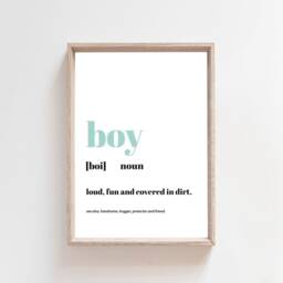 Boy Definition Print, Boys Nursery Prints, Bedroom Decor, Wall Art, Muted Green Blue - thumbnail 3